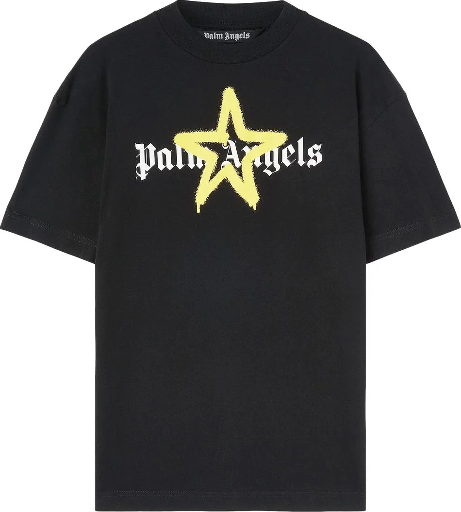 Palm Angels Star Sprayed Tee (Black/Yellow)