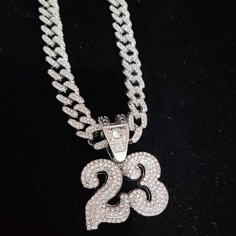 IL - Cuban Chain Crystal Encrusted 23 Pendant