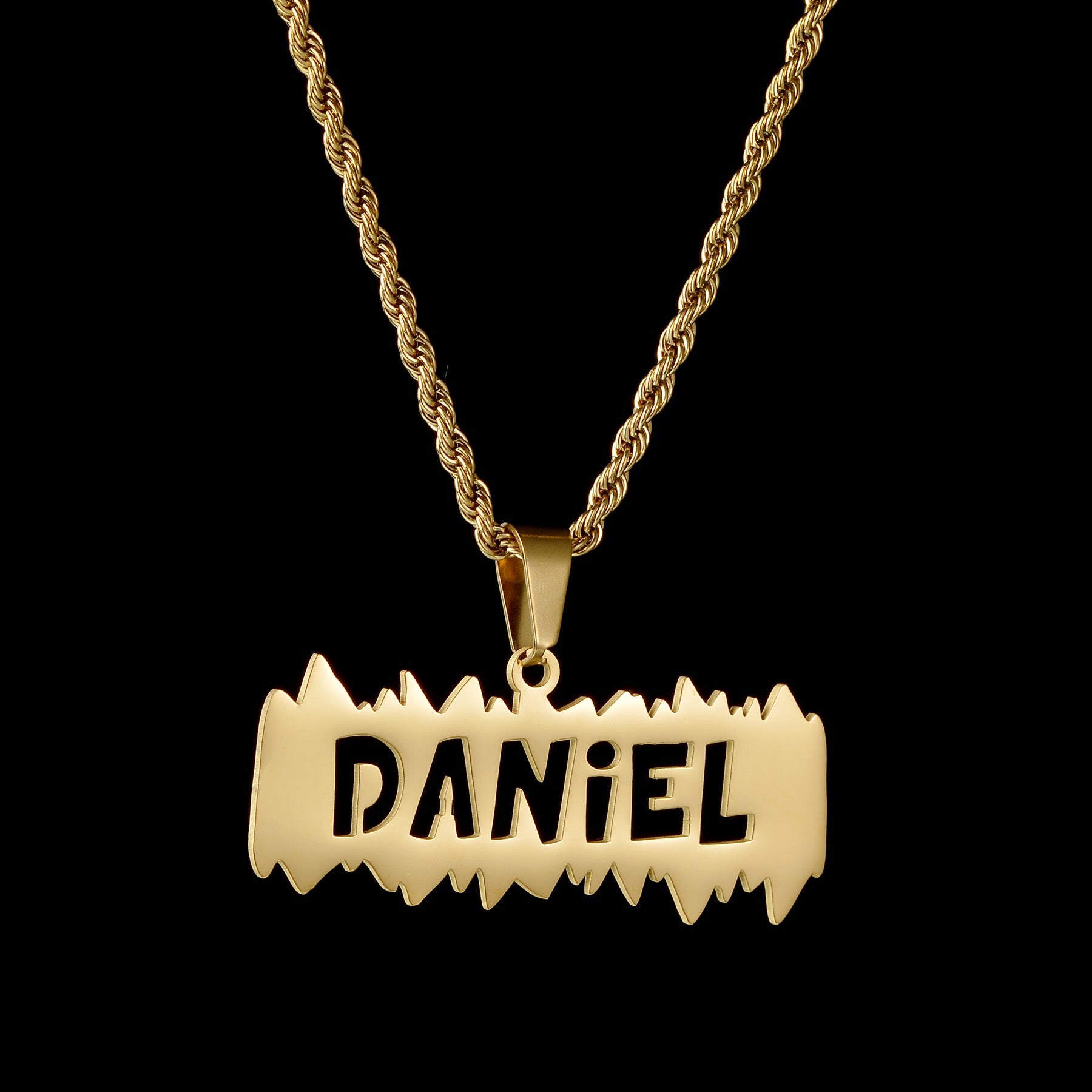 IL - Custom Engraved Hollow Pendant Necklace