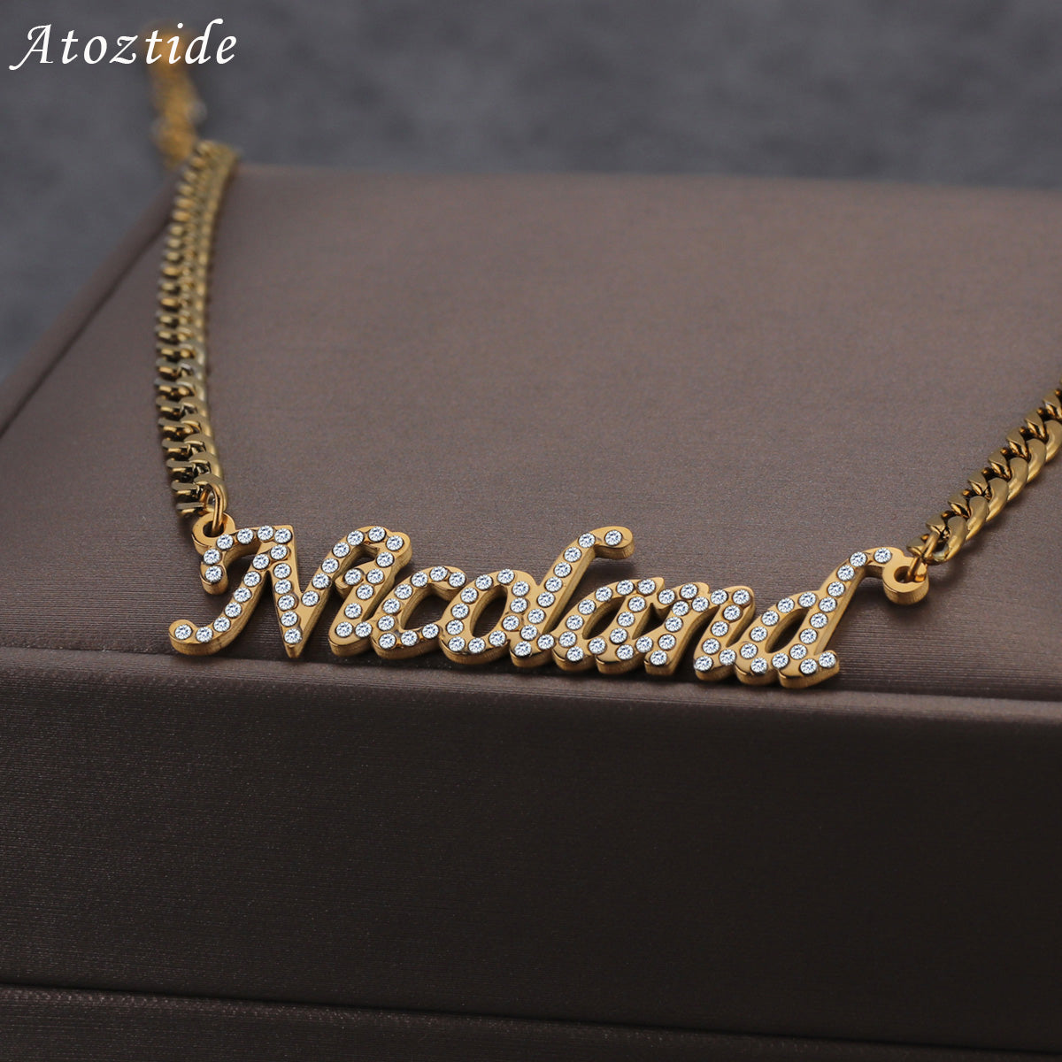 IL - Custom Name Pendant with Cubic Zirconia