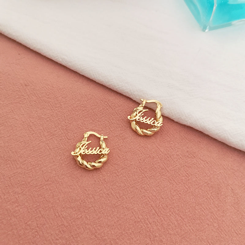 IL - Special Gold Loop Engraved Earrings