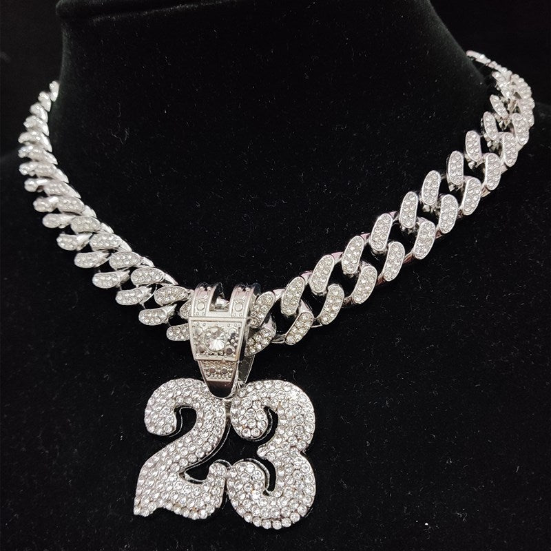 IL - Cuban Chain Crystal Encrusted 23 Pendant