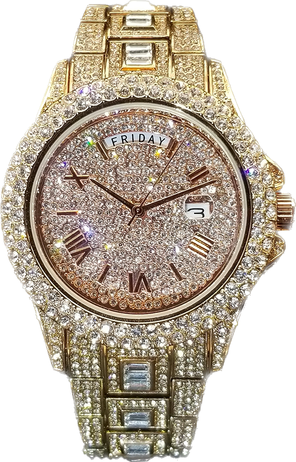 IL -Watch Timepiece with Full Diamonds in Luxury Gold, Waterproof