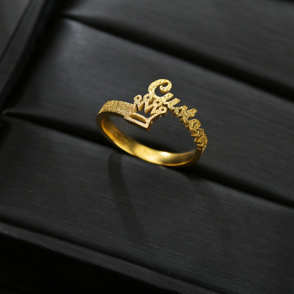 IL - Custom Golden Frosted Crown Ring