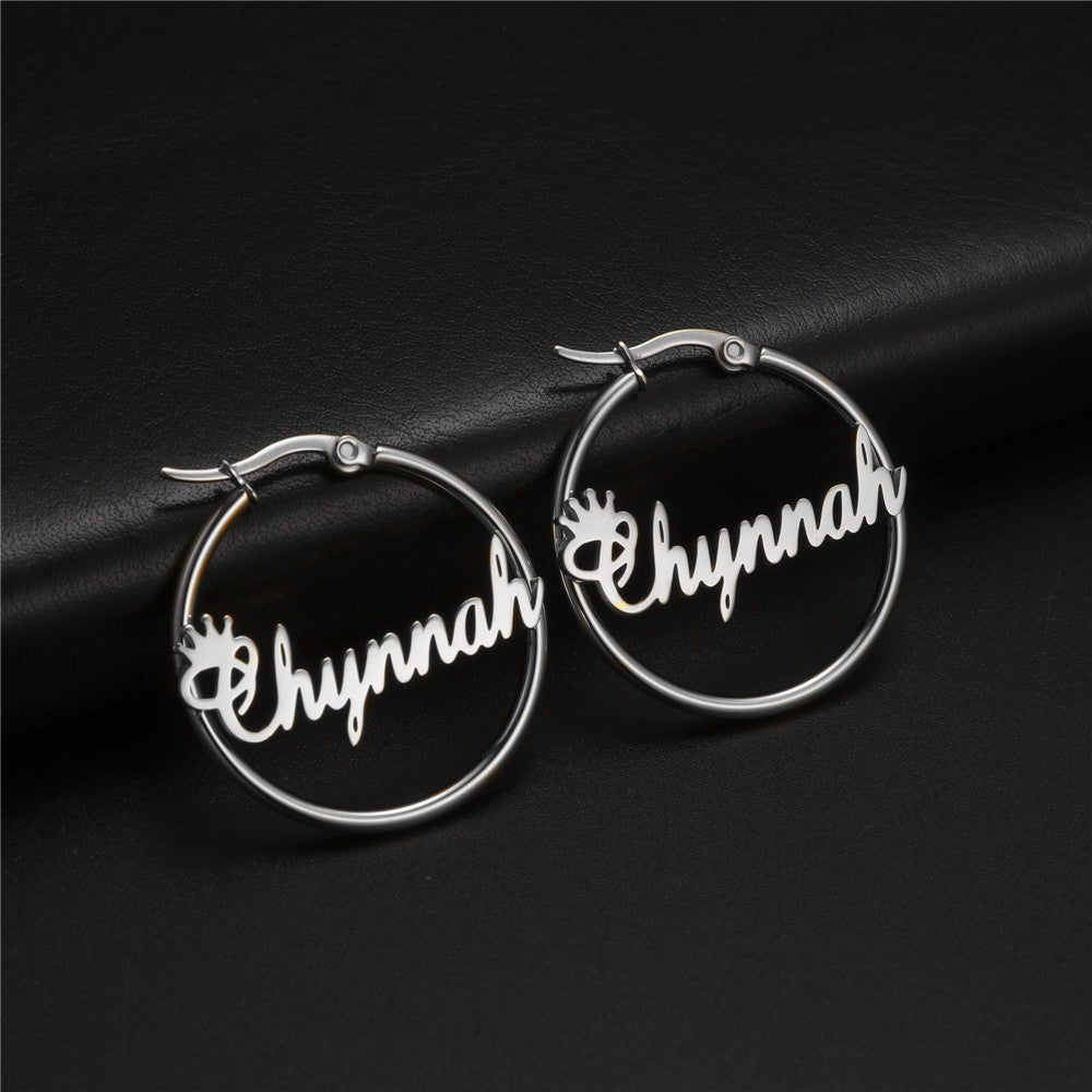 IL - Custom Exclusive Gold Hoop Etched Earrings