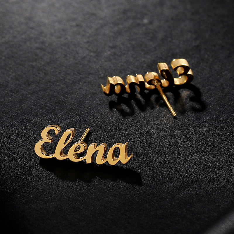 IL - Custom Gold Inscription Earrings