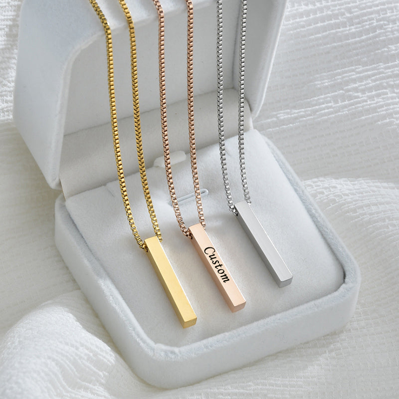 IL - Custom Engraved Square Pendant Necklace