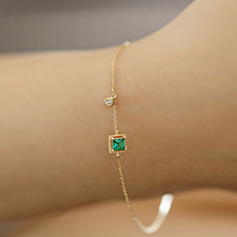 IL - Japanese Gem Emerald Gold-Plated Bracelet