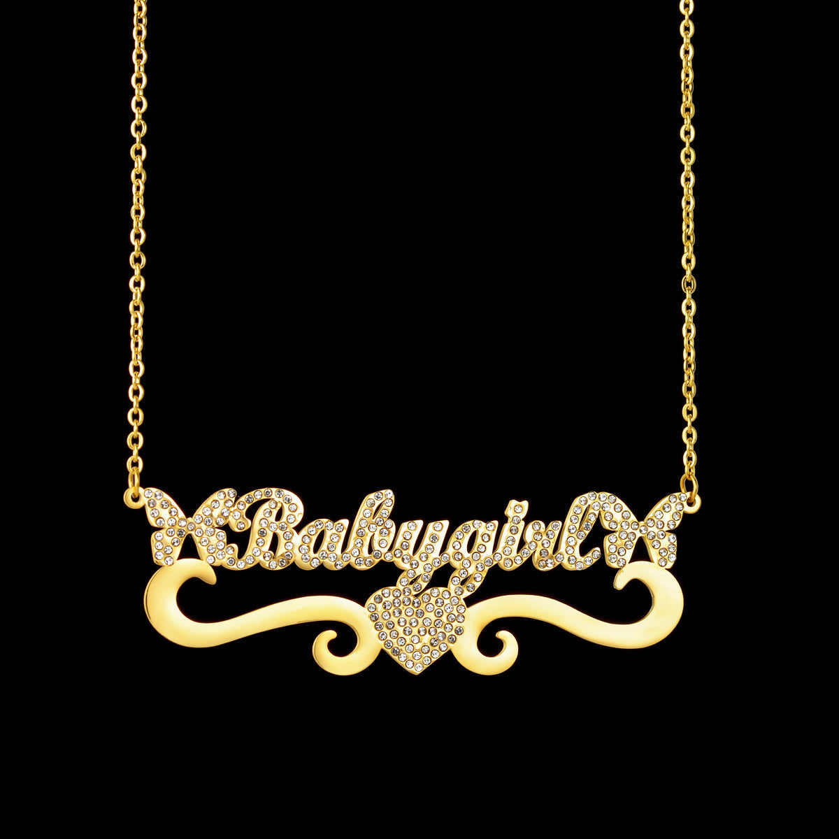 IL - Custom Name Necklace Stainless Steel with Cubic Zircon Letters