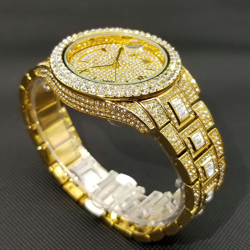 IL -Watch Timepiece with Full Diamonds in Luxury Gold, Waterproof