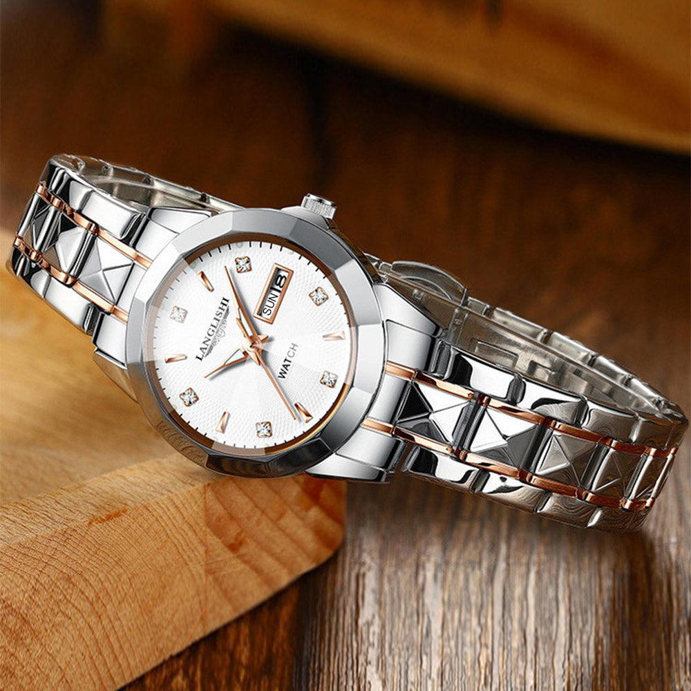 IL - Exquisite Minimalist Watch: Luxury Fashion Stainless Steel Waterproof Rose Gold Wristwatch