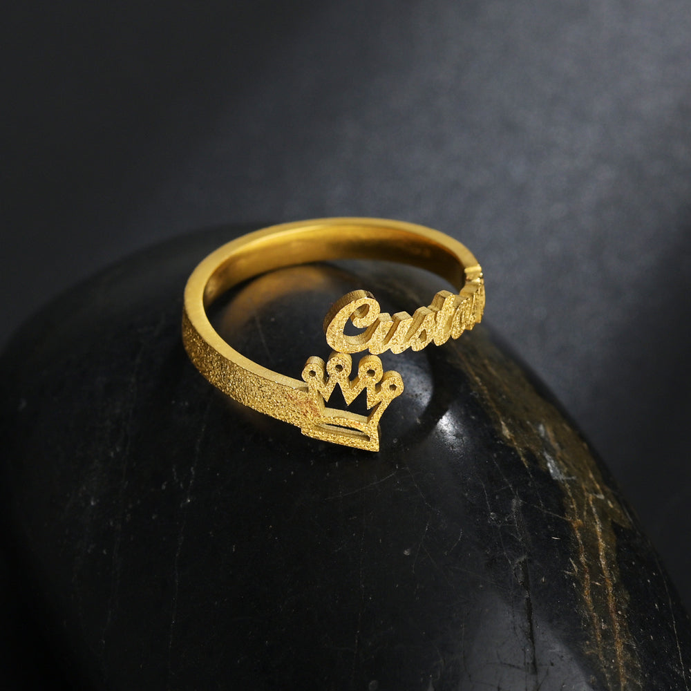 IL - Custom Golden Frosted Crown Ring