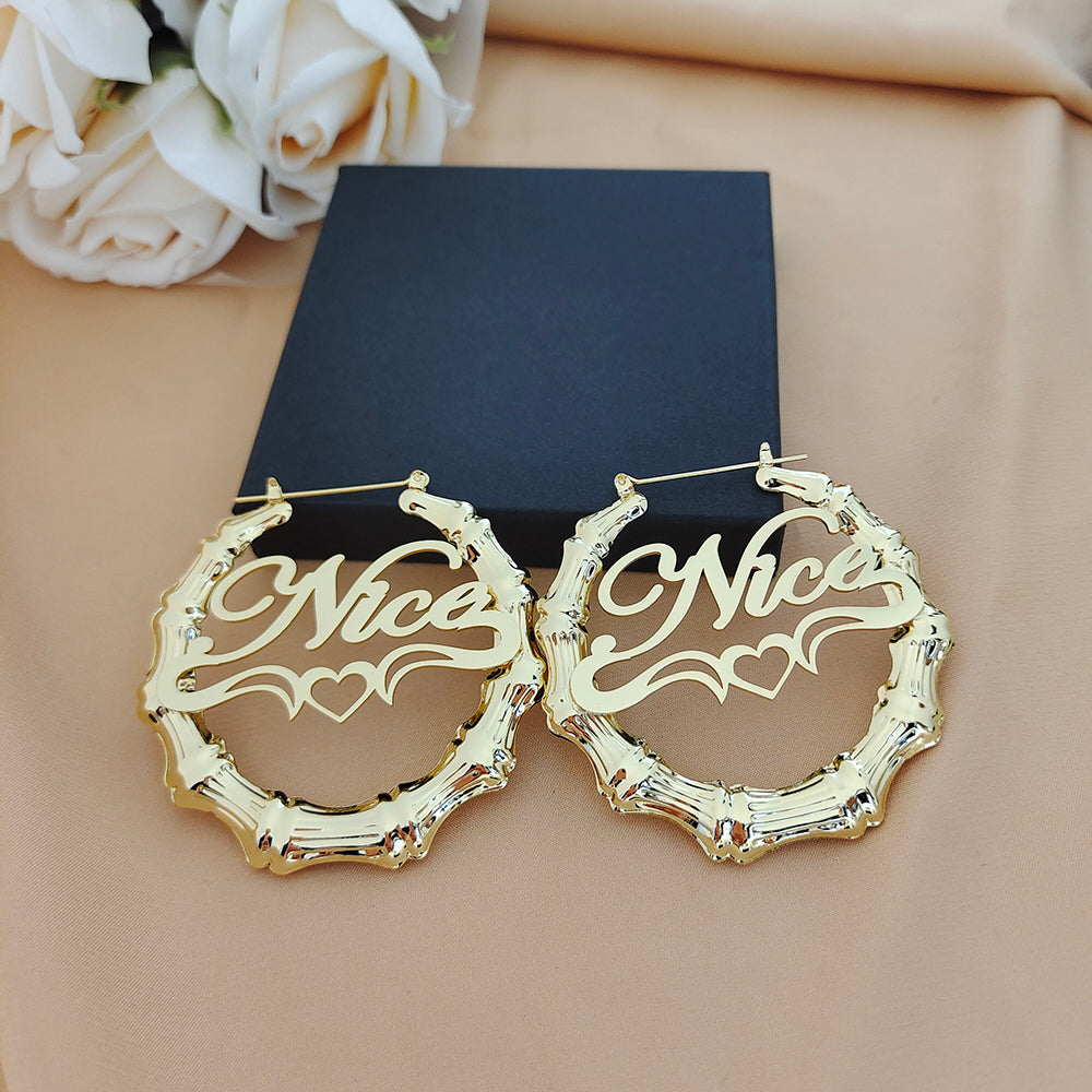 IL - Custom-Designed Golden Carved Hoop Earrings