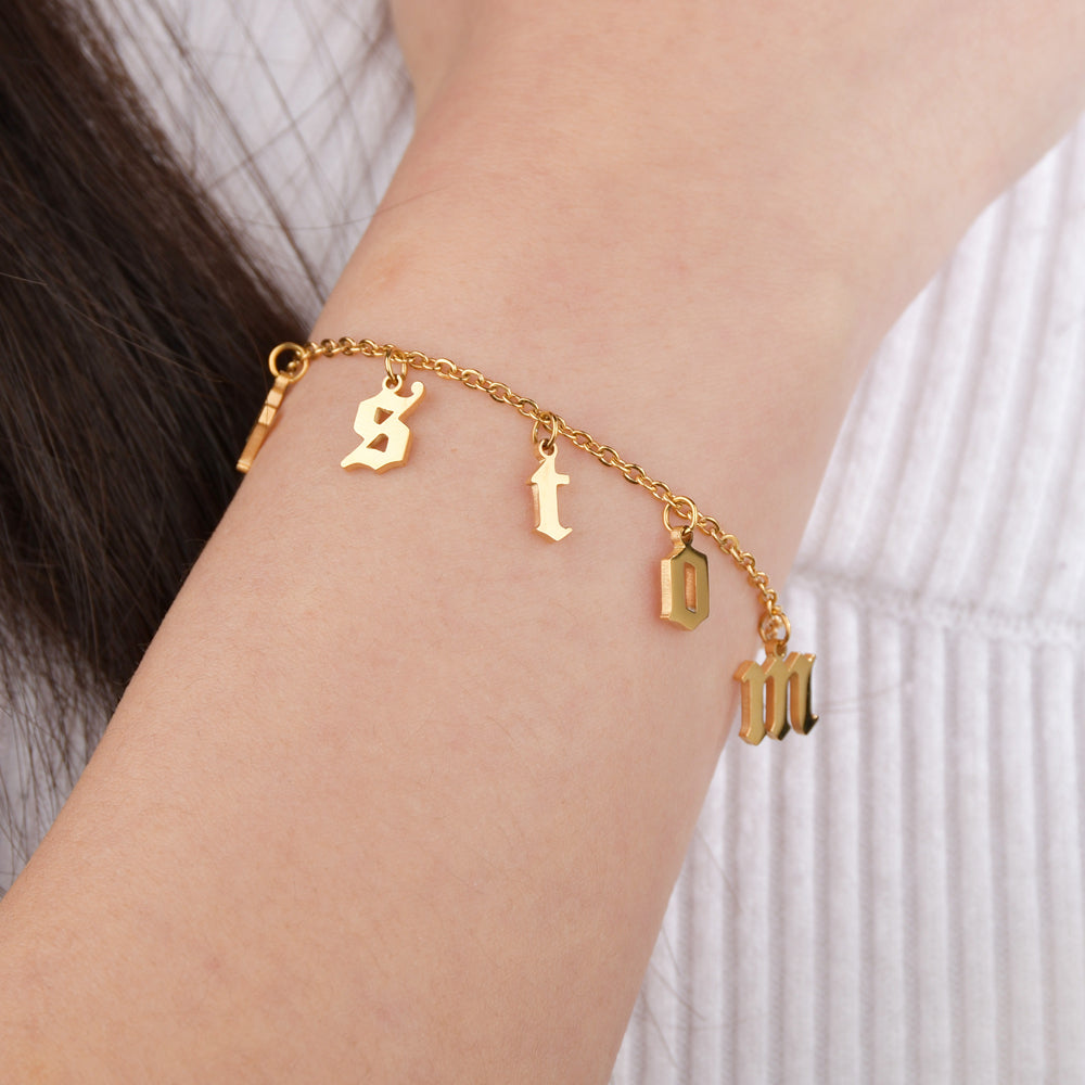 IL - Custom Golden Multi Letter Bracelet