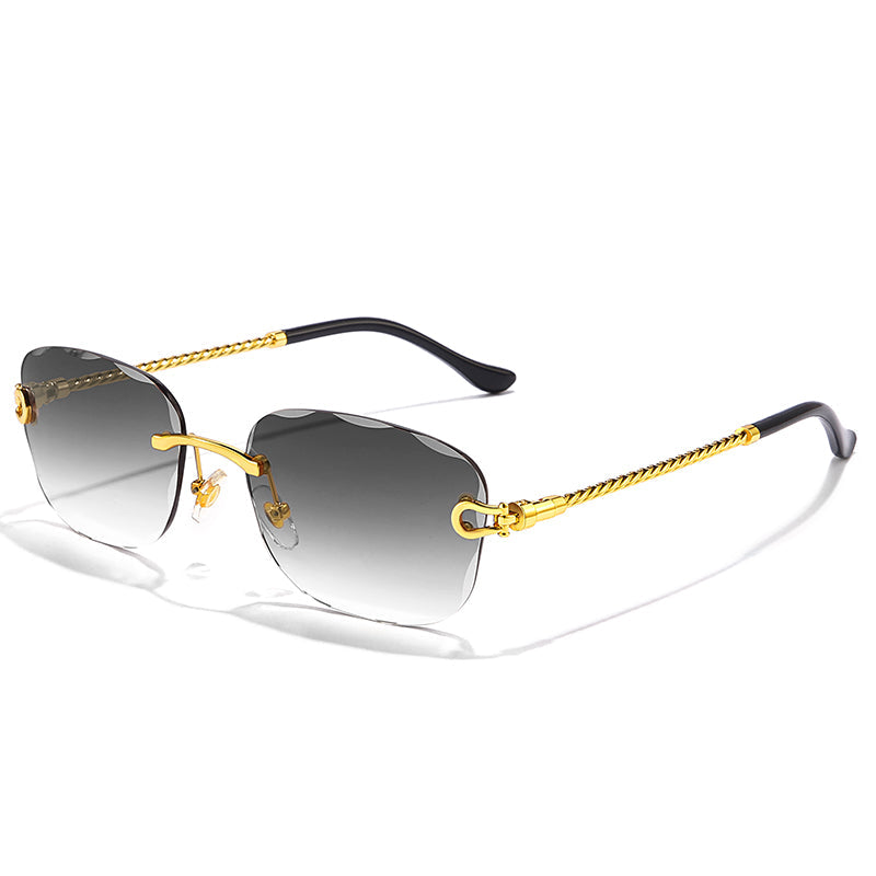 IL - Retro Sunglasses: Fashionable Round Metal Frame Mirrored Shades