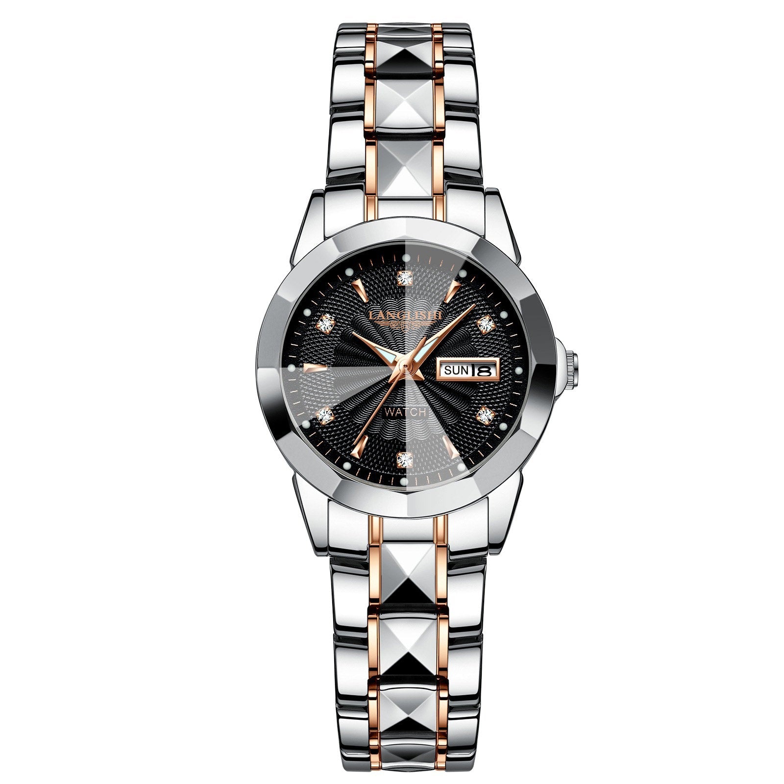 IL - Exquisite Minimalist Watch: Luxury Fashion Stainless Steel Waterproof Rose Gold Wristwatch