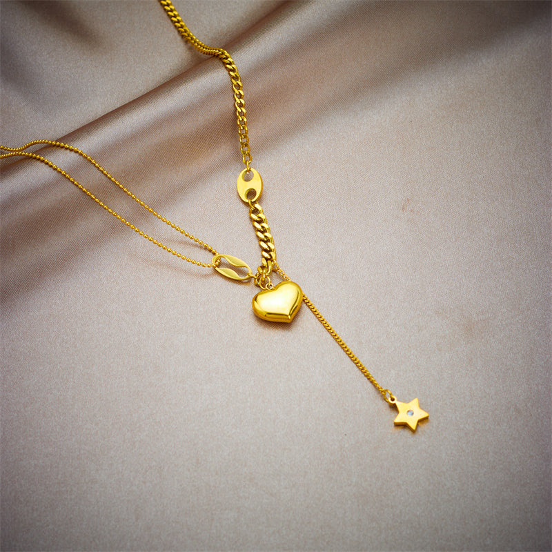 IL -  Gold Stainless Steel Heart Pendant Necklace