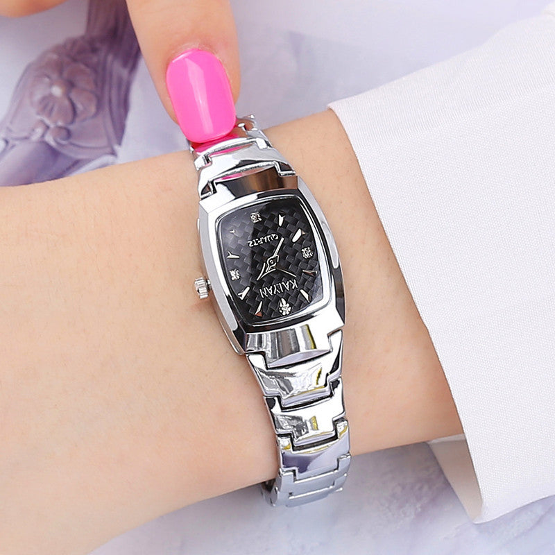 IL - Crystal Watch With Diamond Quartz Timepiece and Steel Band