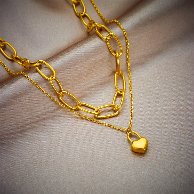 IL -  Gold Stainless Steel Heart Pendant Necklace