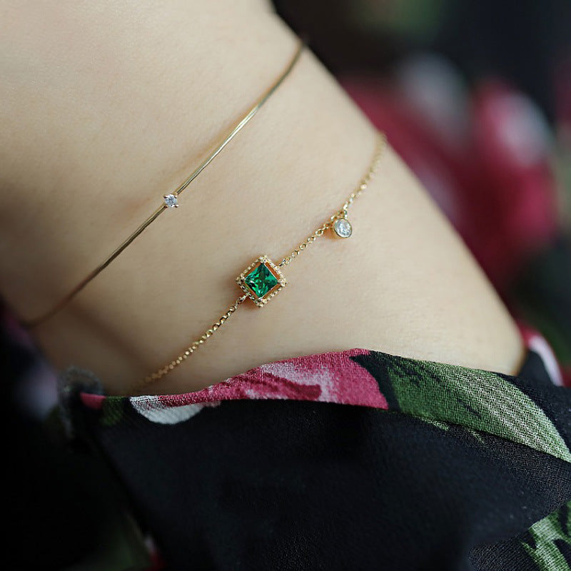 IL - Japanese Gem Emerald Gold-Plated Bracelet